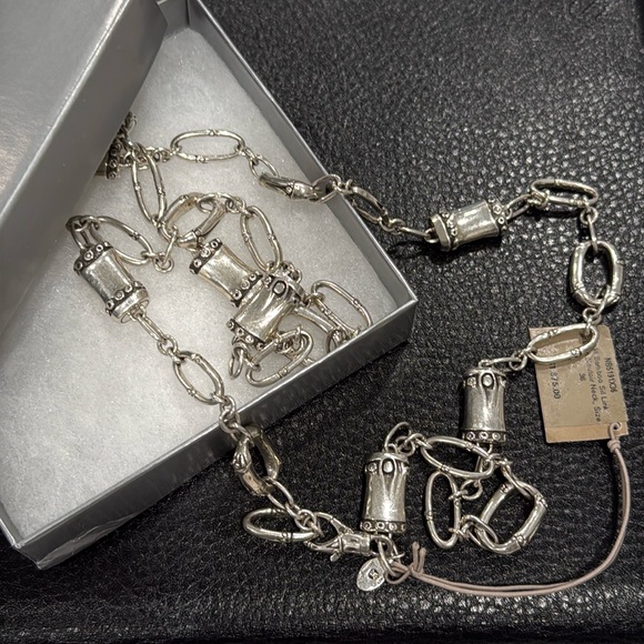 John Hardy 36" Sterling Silver Bamboo Shaped Station Chain Link Necklace - Picture 9 of 9